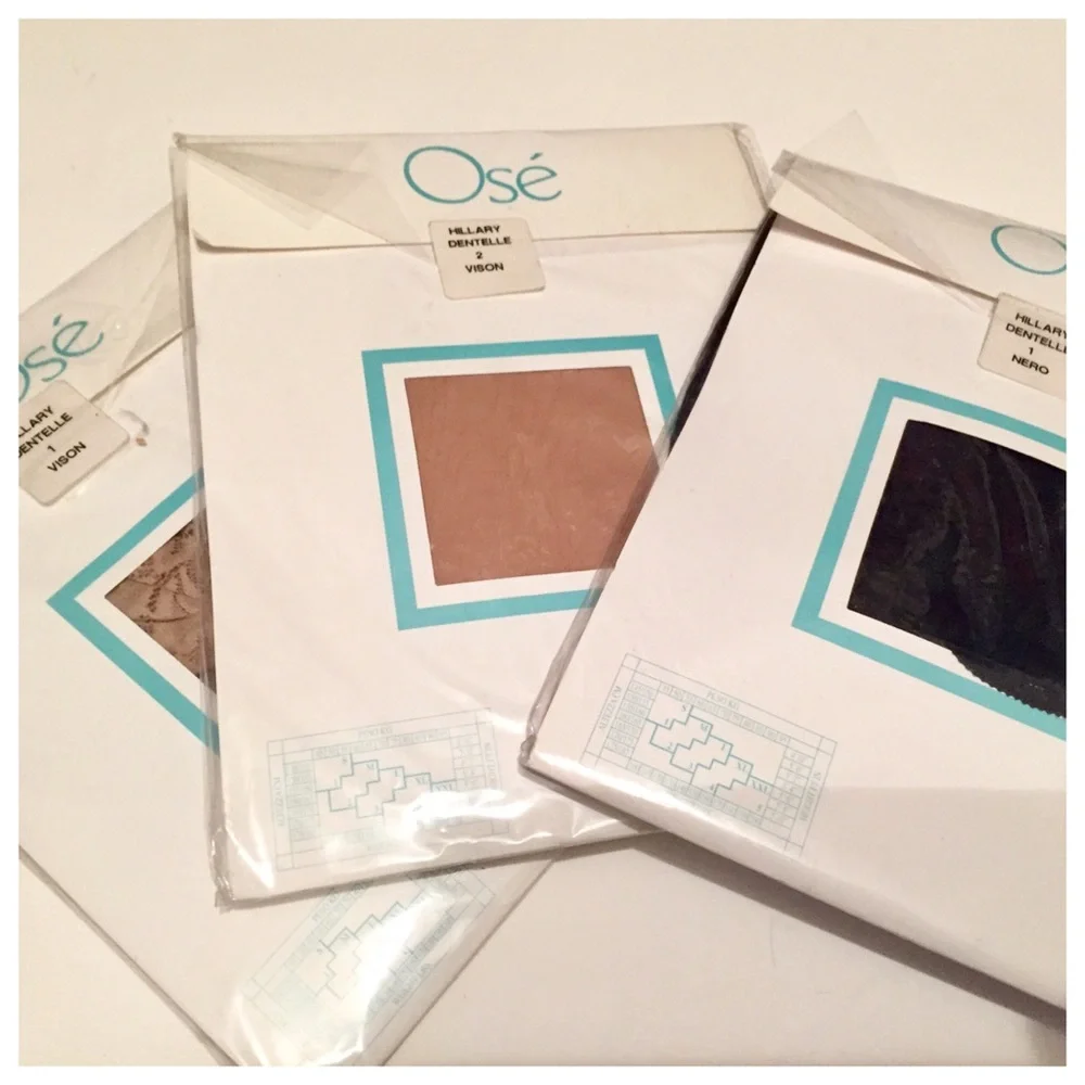 Stockings by OSE Nude‎ OR Black, For Use with Garters, Made in Italy, NEW